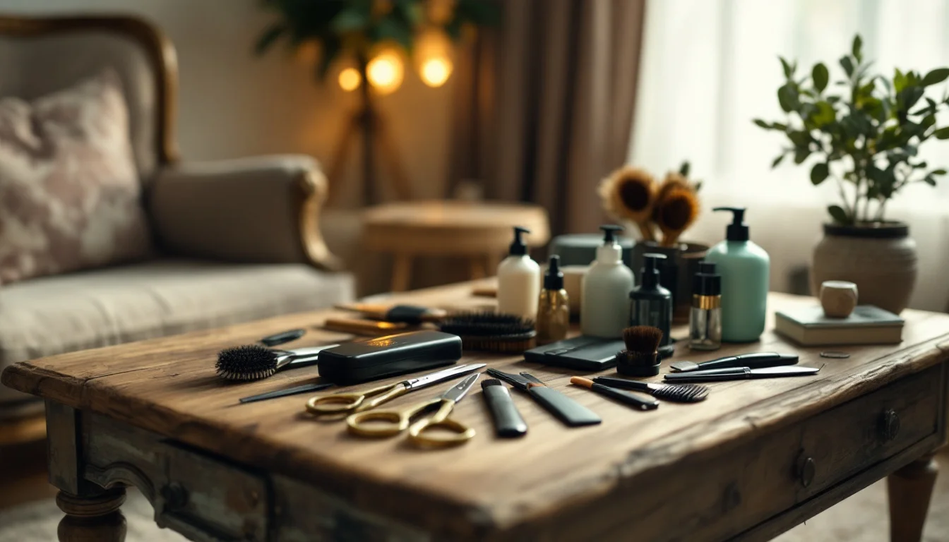 Mobile Hairdresser Vs Salon UK — A mobile hairdresser unpacking tools and products in a stylish UK living room, p